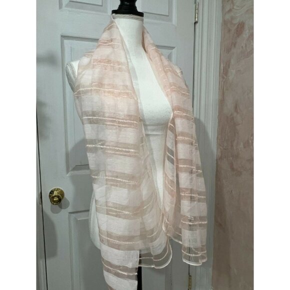 salmon sheer 100% polyester scarf‎ New - Picture 1 of 4